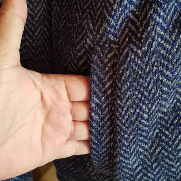 T by Talbots Navy Blue Herringbone Full Zip Jacket Coat - Picture 3 of 8